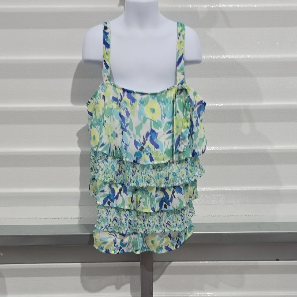Justice Floral Ruffle‎ Tank Top